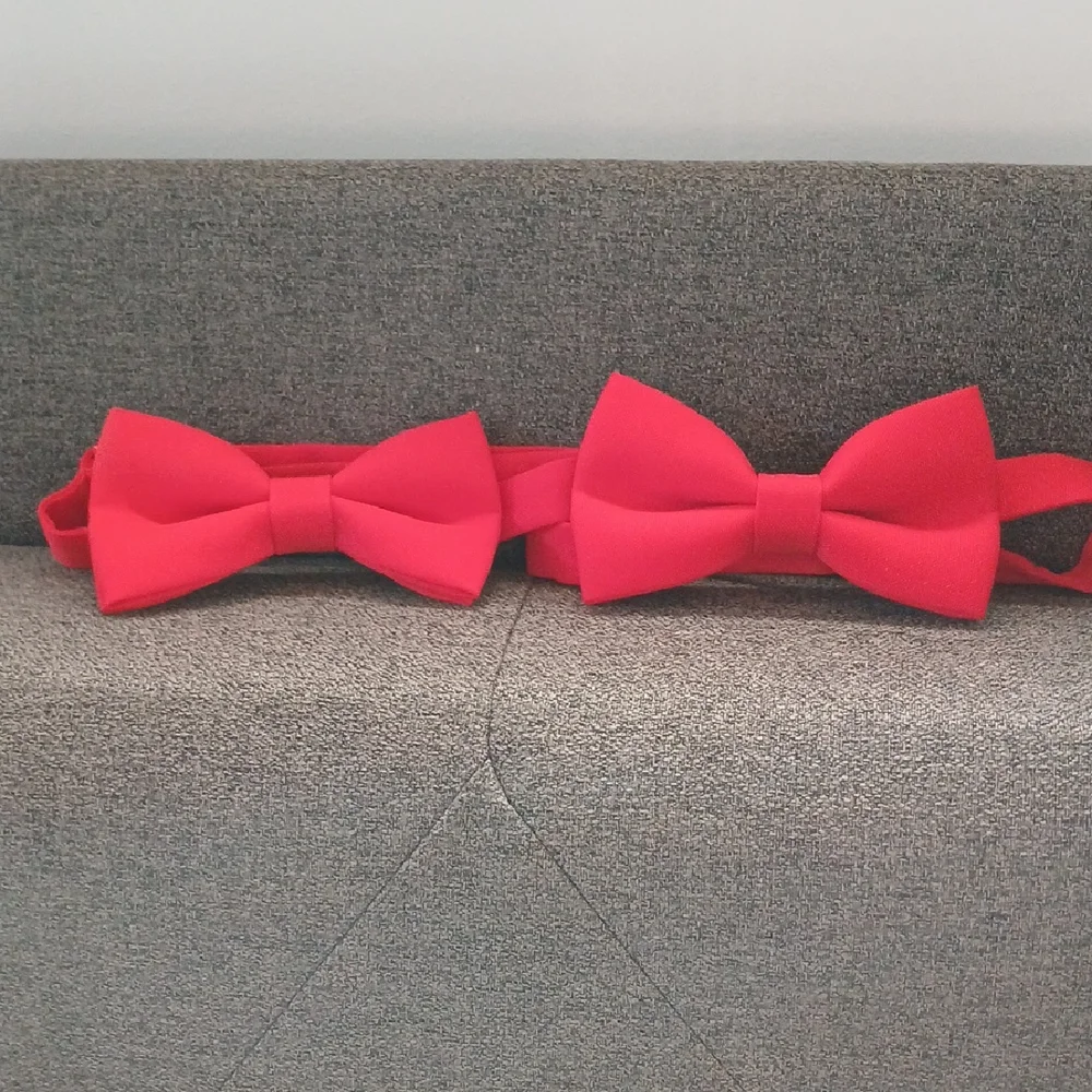 Red Bow Tie Set - 2 matching boys bow ties